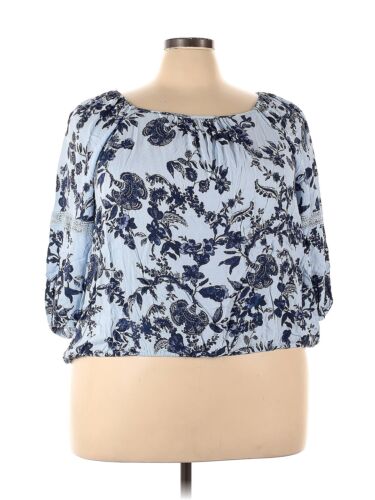 Cupio Women Blue Long Sleeve Blouse 3X Plus - image 1