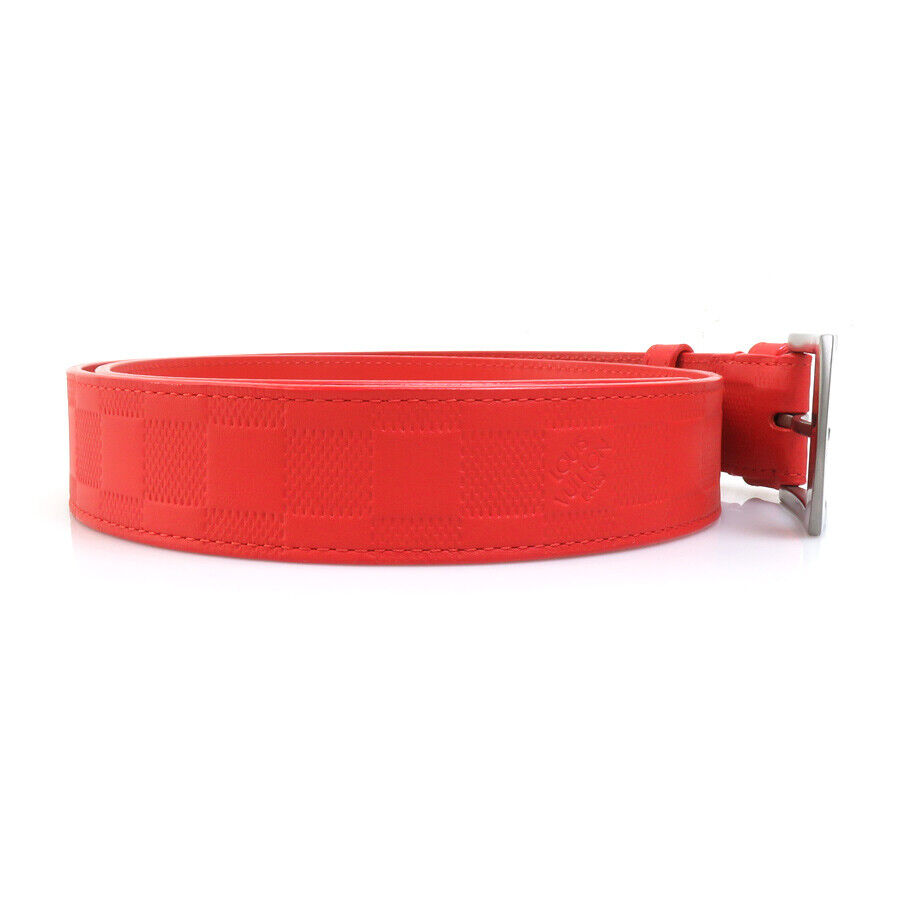 Auth LOUIS VUITTON Damier Infini Belt Red Leather… - image 3