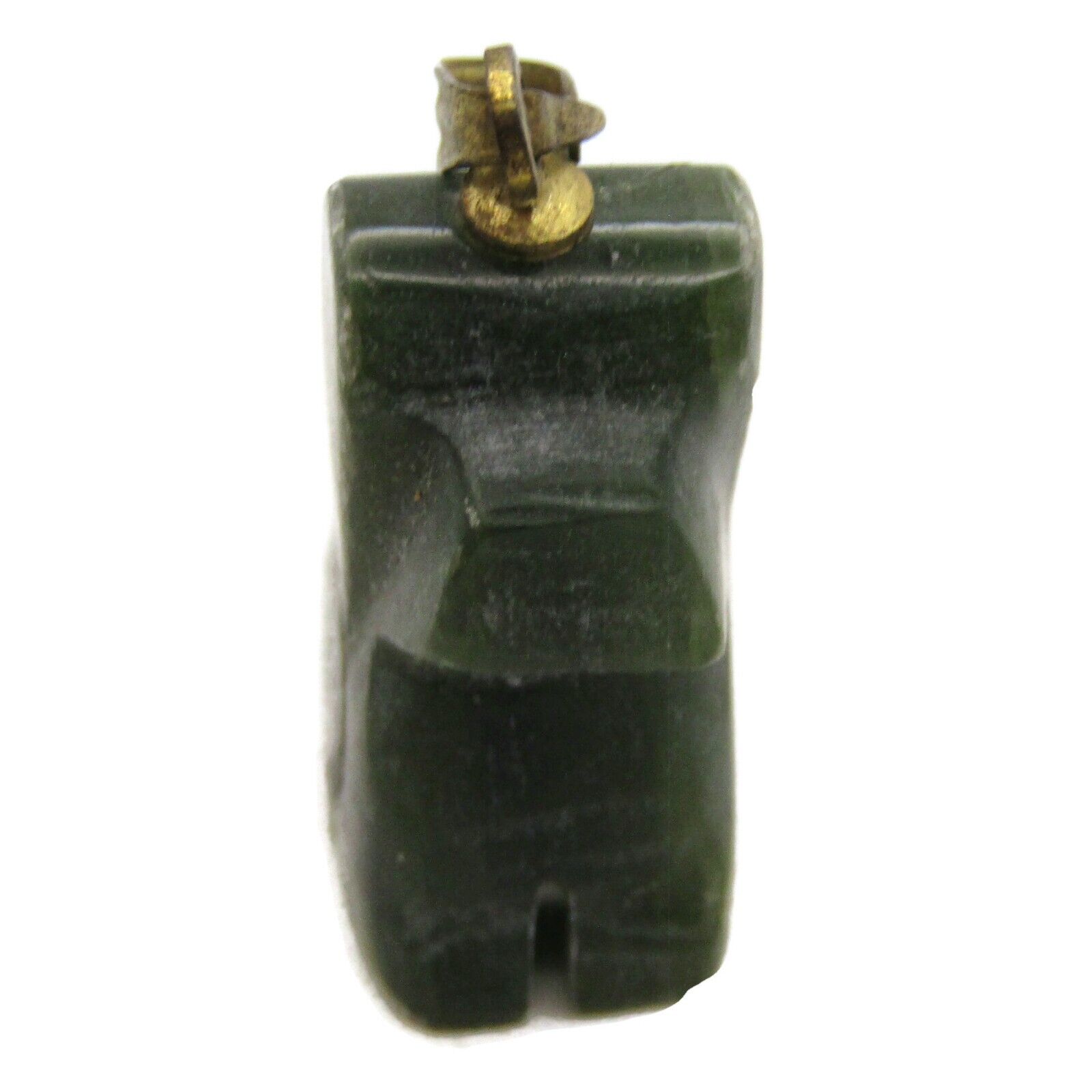 Dog Necklace Pendant Hand Carved Green Stone Vint… - image 4