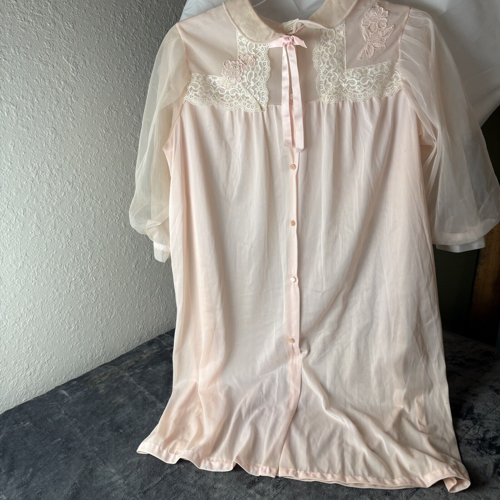 1960 Small Babydoll Pink Peignoir Vintage Texshee… - image 1