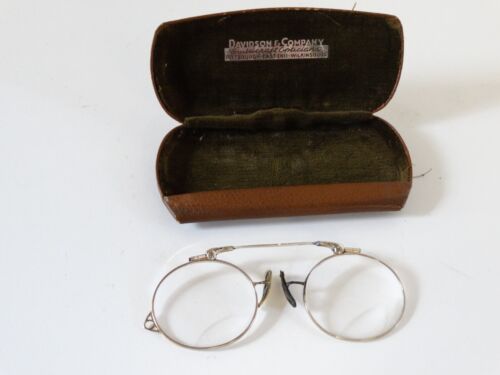 antique LORGNETTE GLASSES 14K spring bi focal lens - image 1