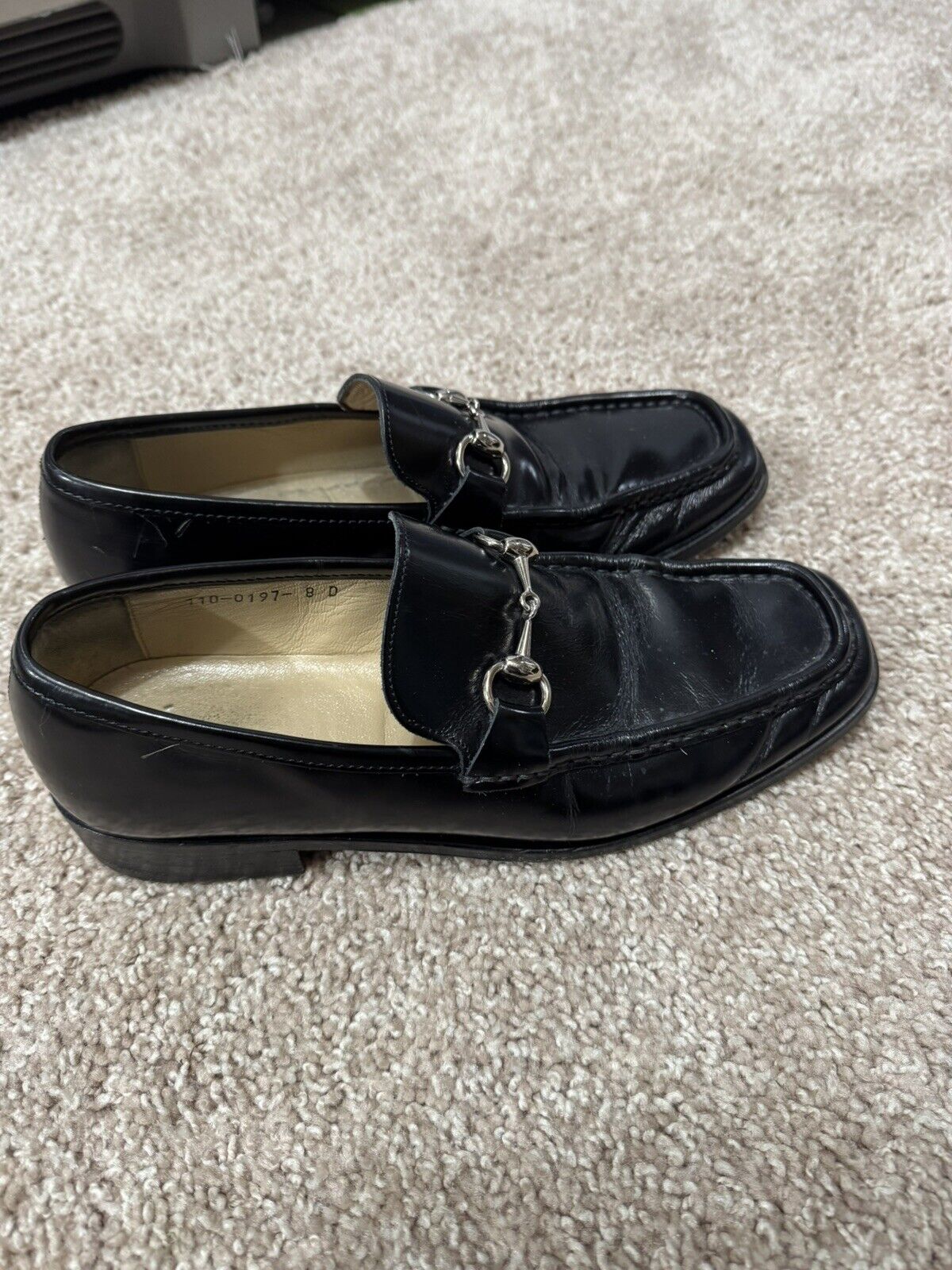 GUCCI Mens Vintage Black Leather Loafers Sz 8 D - image 7