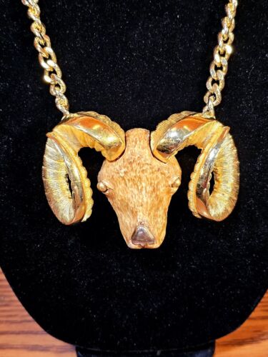 Vintage RAZZA Aries Ram Head Necklace