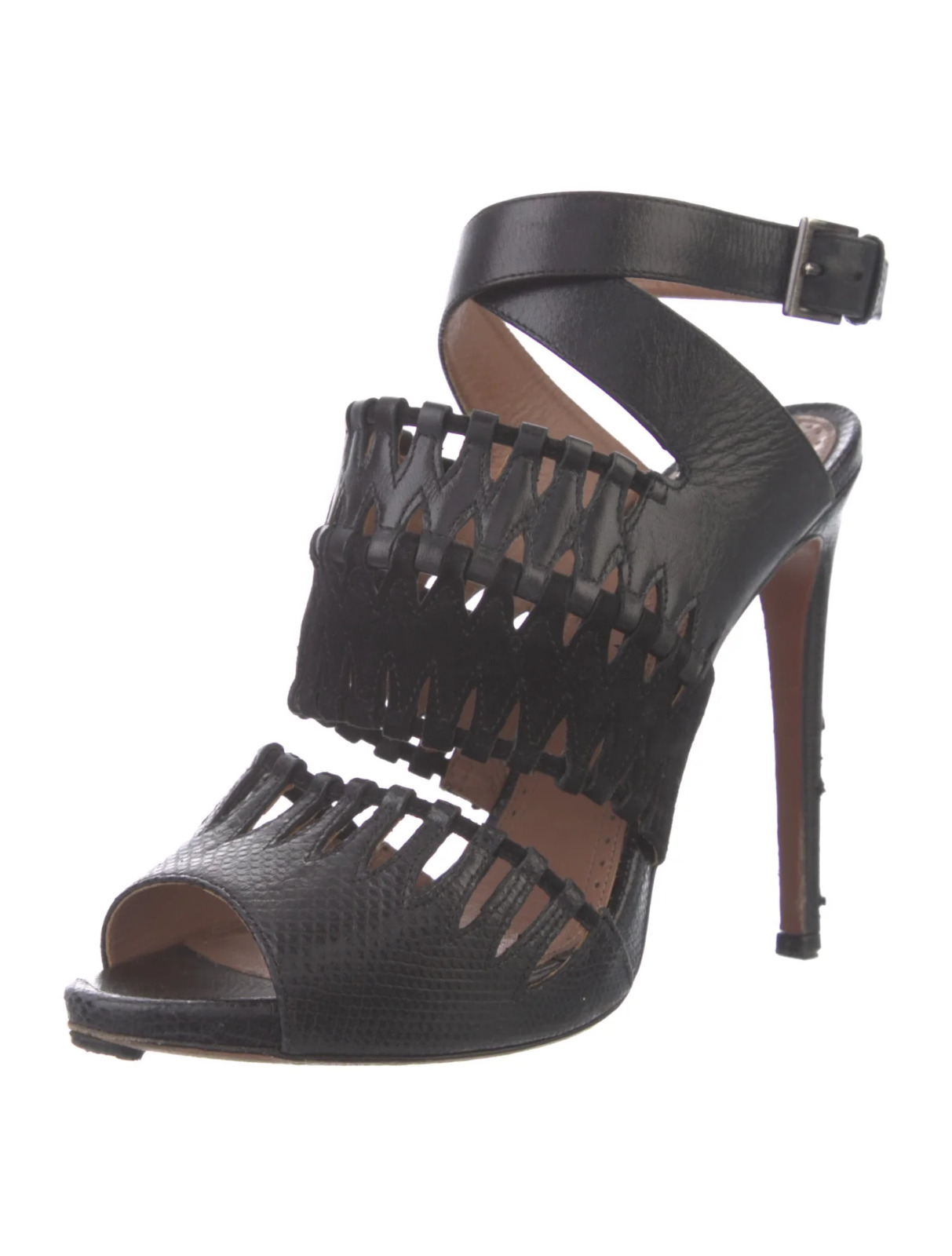 Azzedine Alaïa Black snakeskin suede-leather Lase… - image 4