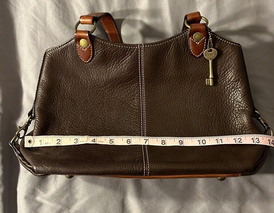 Fossil Leather Purse Chocolate Brown and Cognac - image 9