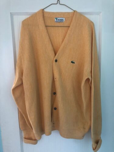 Vintage IZOD LACOSTE Cardigan Sweater 1970's YELL… - image 1