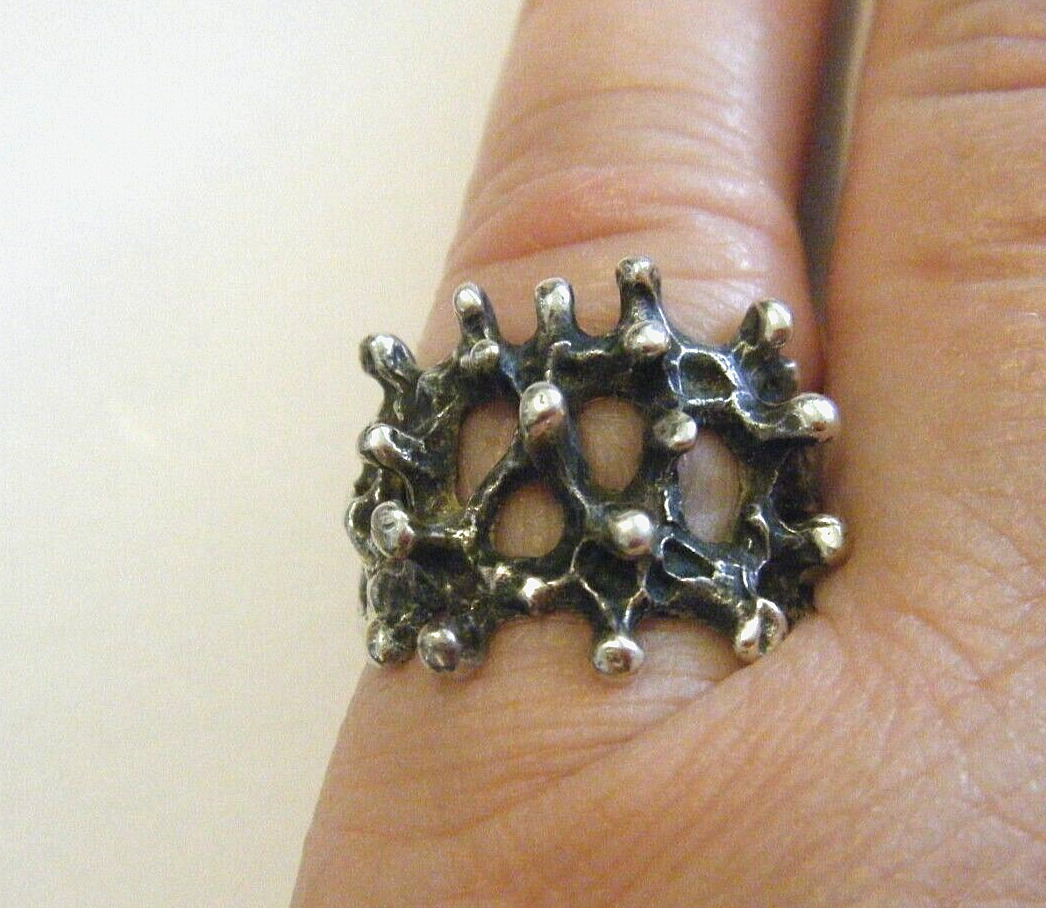 Vintage 60s - 70s Sterling Silver Brutalist Moder… - image 3