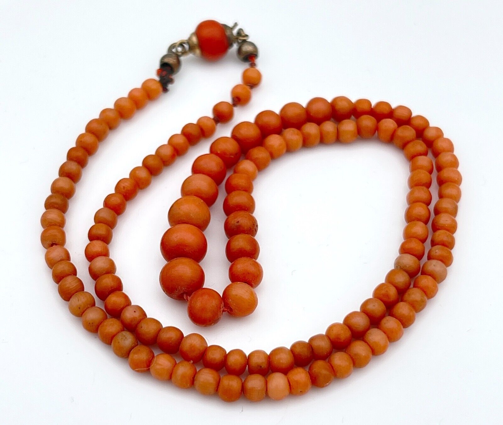 Antique Victorian Salmon Red Coral Graduated Bead… - image 5