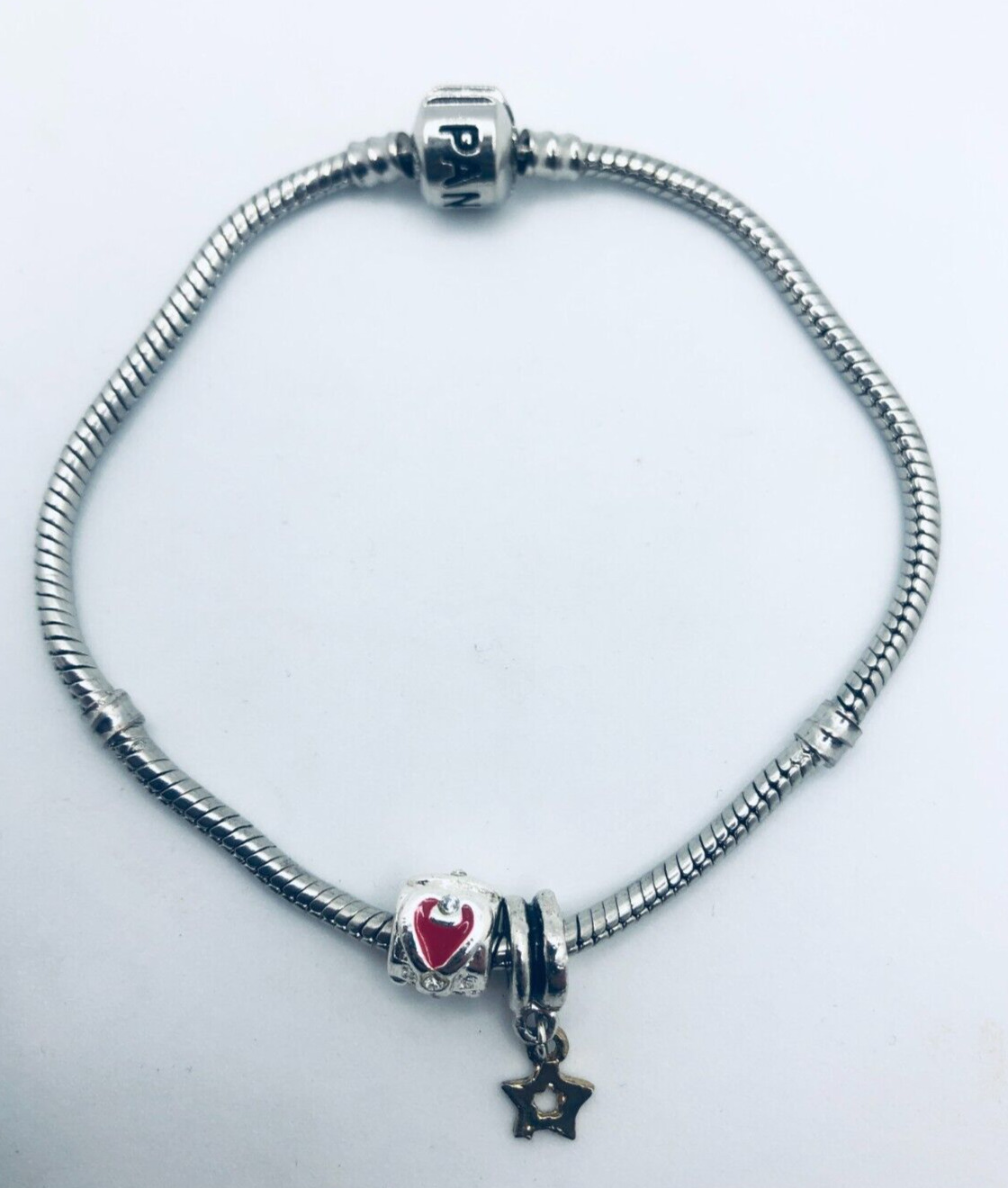 Authentic PANDORA Moments Snake Chain Bracelet w/… - image 1