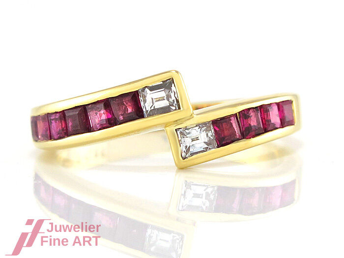 Ring 750/18K Gold -10 Ruby ca.0, 65 CT +2 Diamond… - image 2