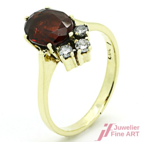 Ring 585 Yellow Gold with Garnet & Diamonds - image 1