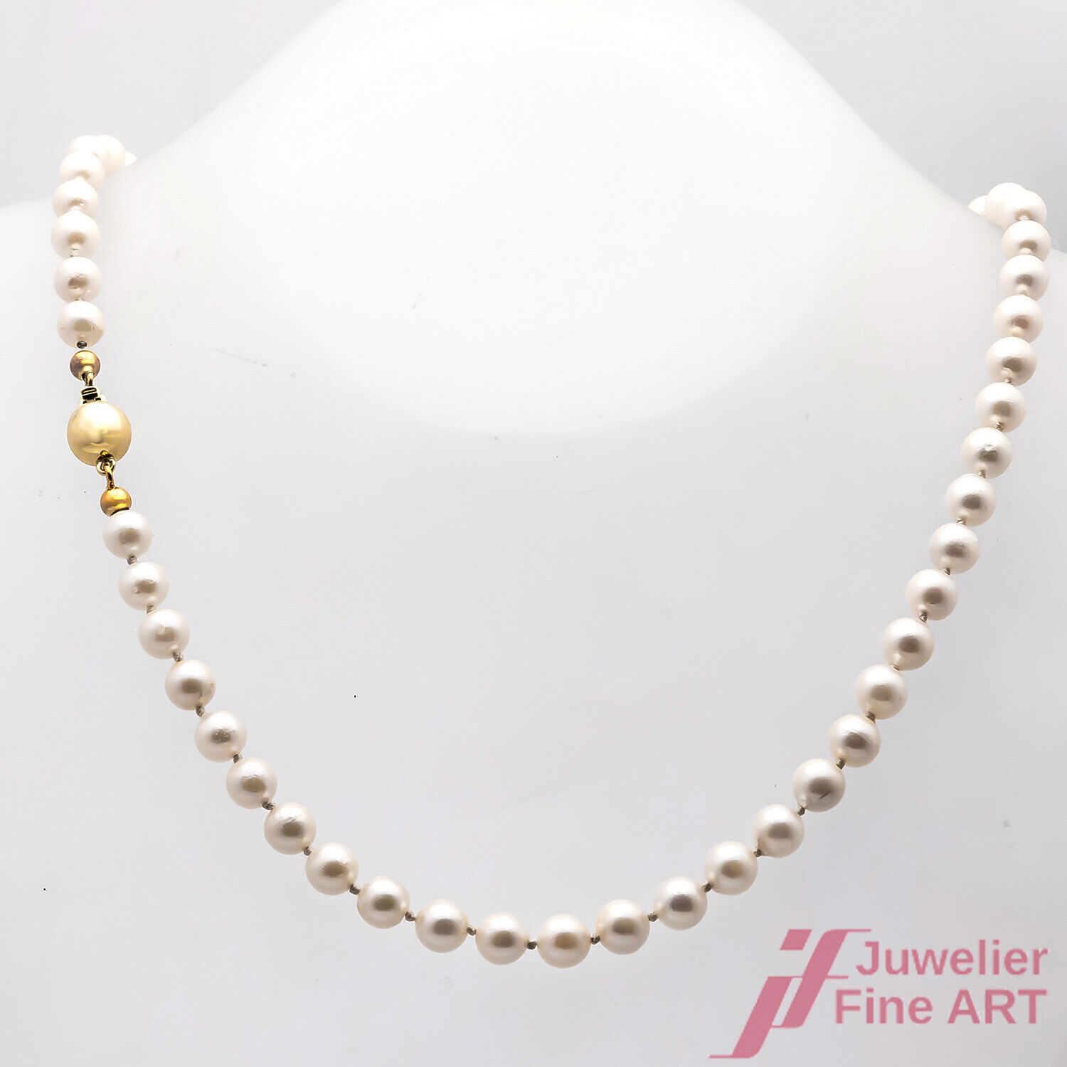 Necklace Pearl Necklace Akoya Pearls 585/14K Yell… - image 1