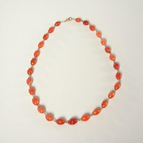 VINTAGE (OR ANTIQUE?) OVAL BEADED ORANGE CARNELIA… - image 1