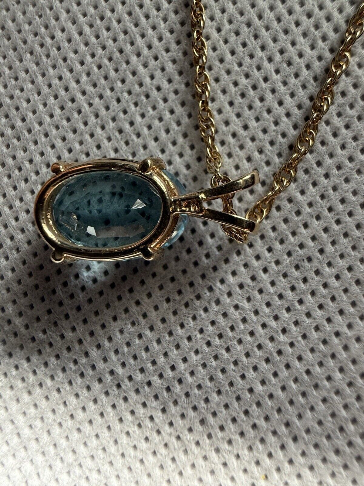 14k Solid Gold Blue Topaz Pendant 14k Solid Gold … - image 3