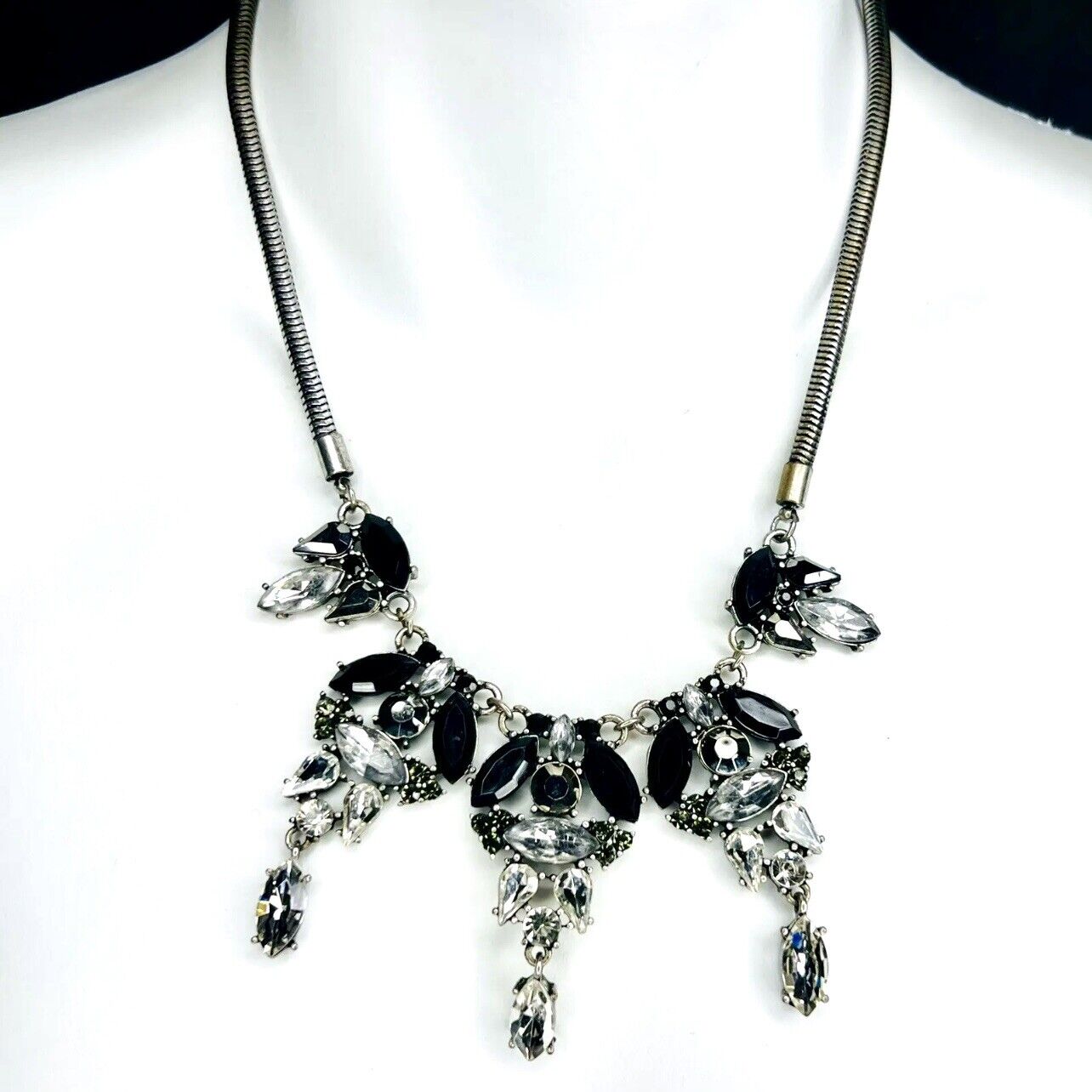 Vintage Statement Clear Black Sparkling Rhineston… - image 1