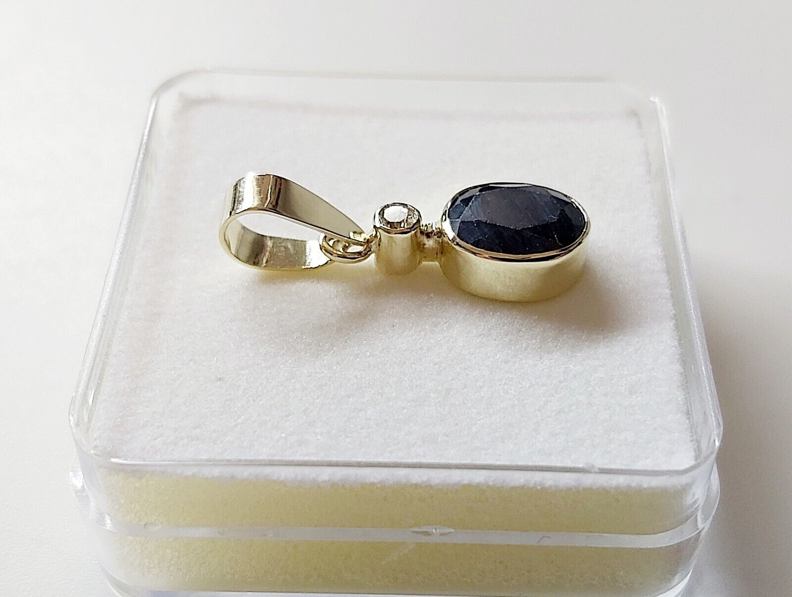 Solid 14K Yellow Gold Natural Dark Blue Sapphire … - image 7