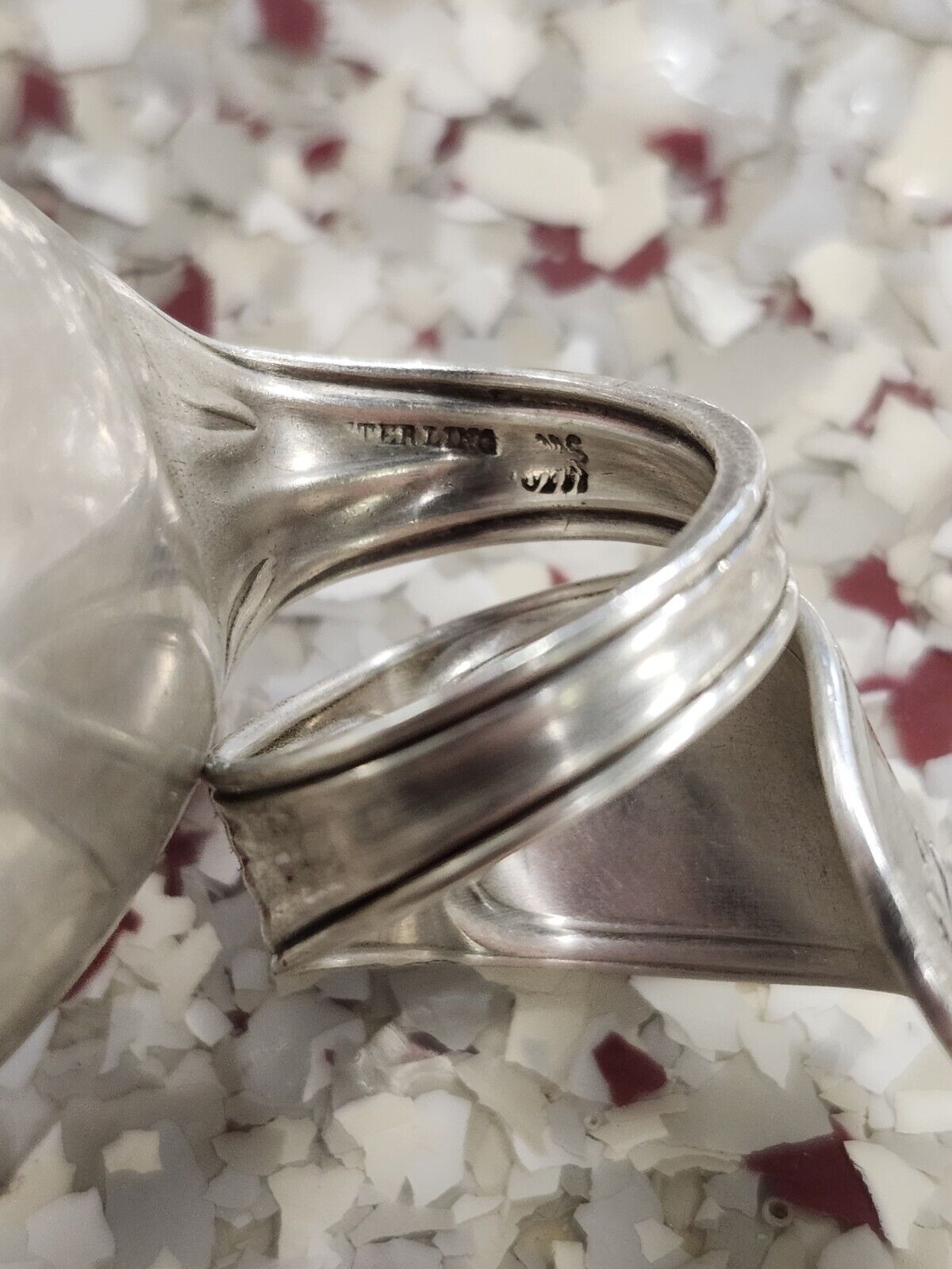 Pair Of Antique Sterling Silver Spoon Rings - image 5