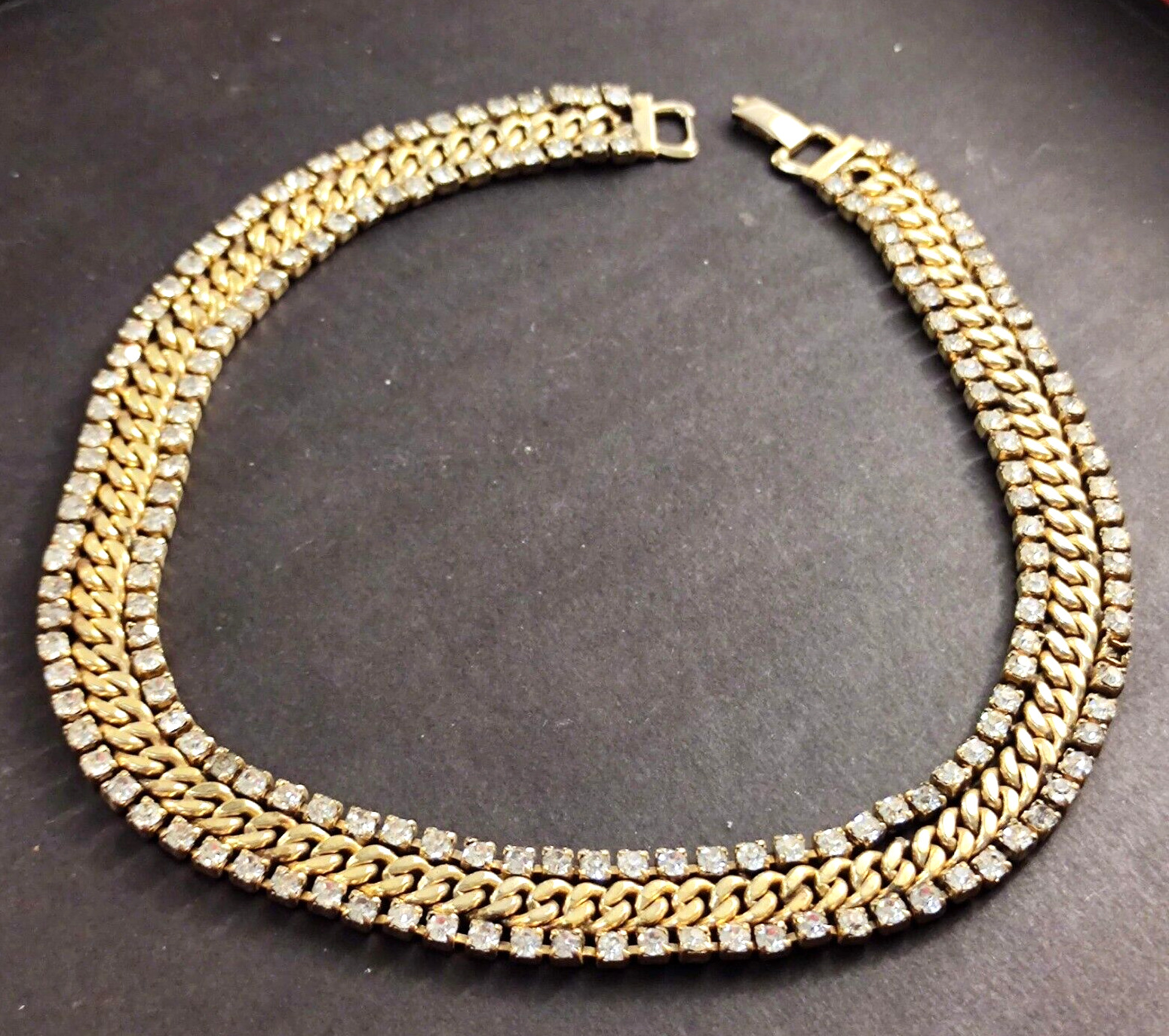 Vintage American Choker Necklace Gold 60s - VTG - image 2