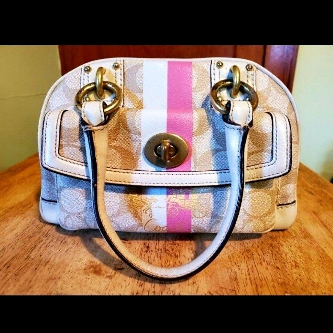 Pretty Pink and White Genuine Coach bag Barbie 90… - image 4