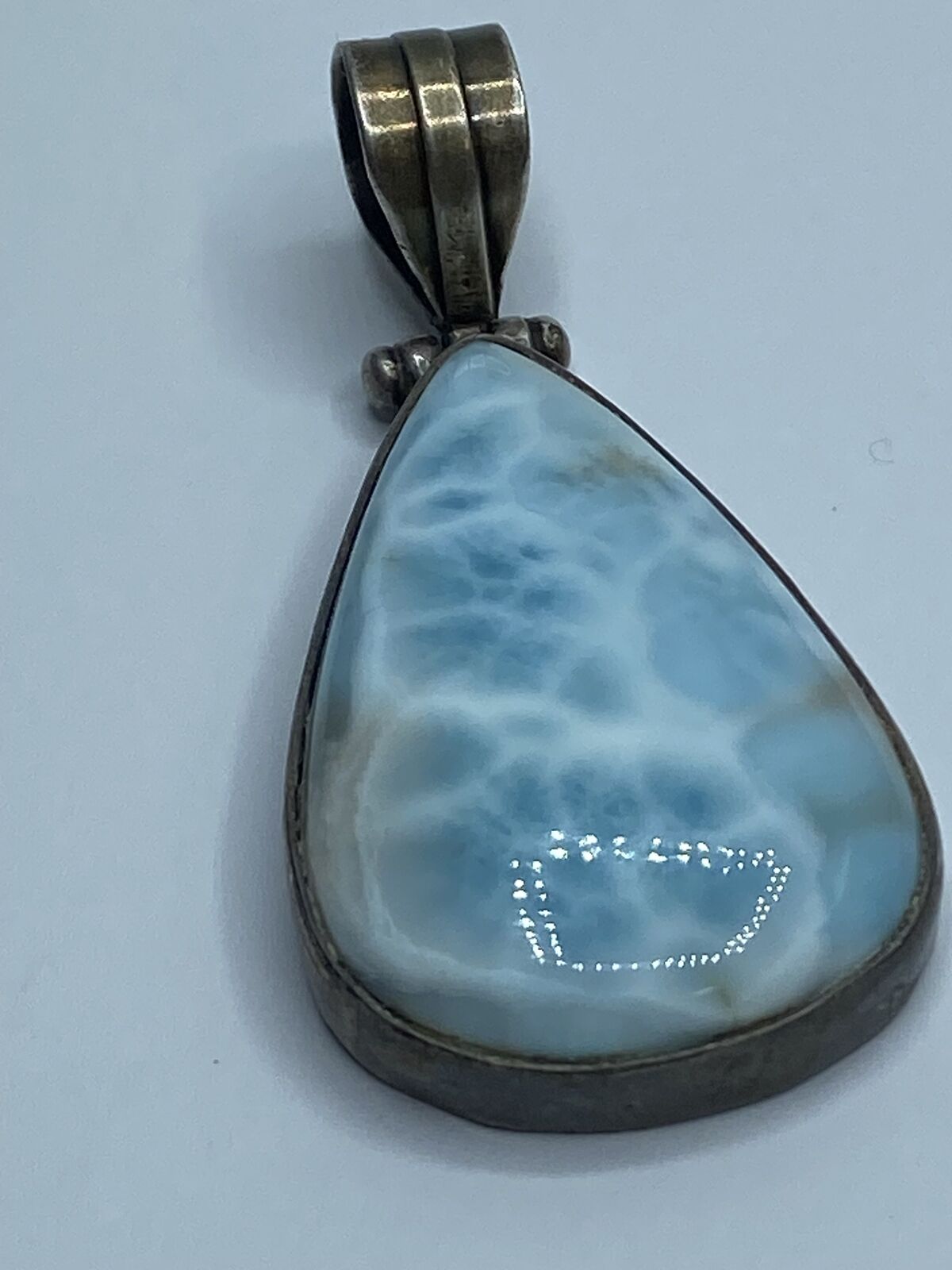 Sterling silver Larimar Large Teardrop Pendant 17… - image 2