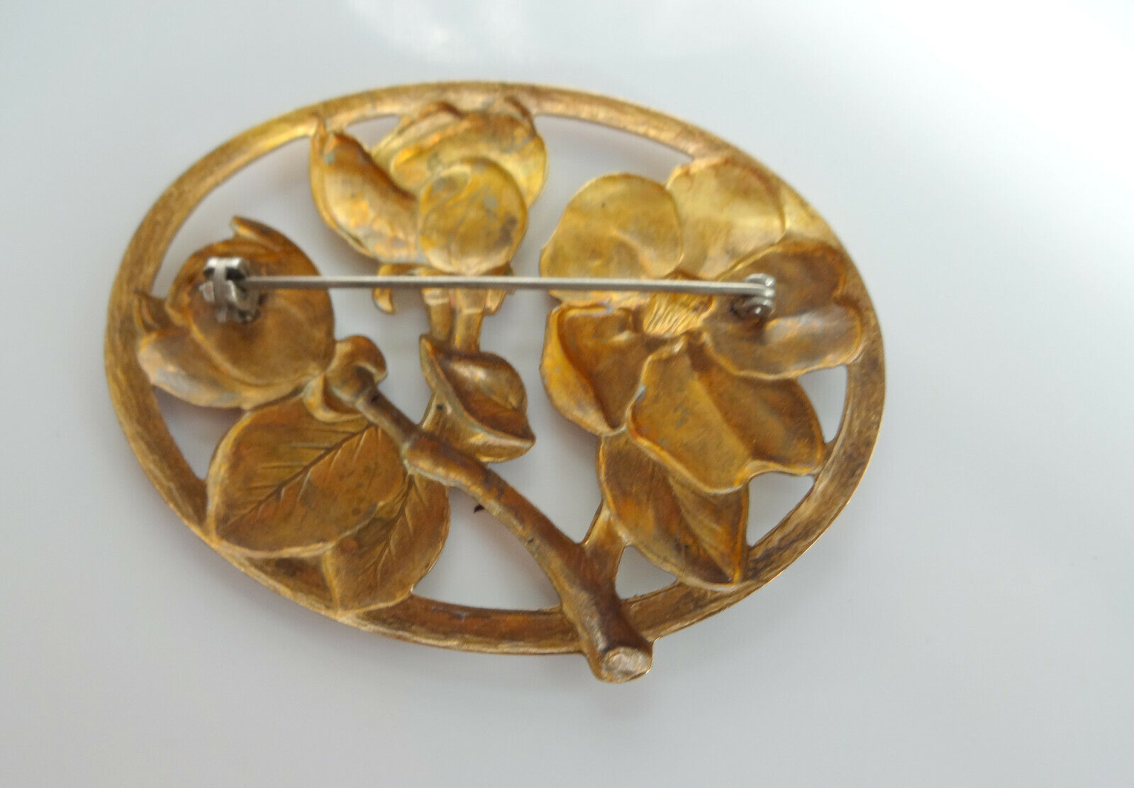 Antique Vintage Art Deco Art Nouveau Oval Gold To… - image 4