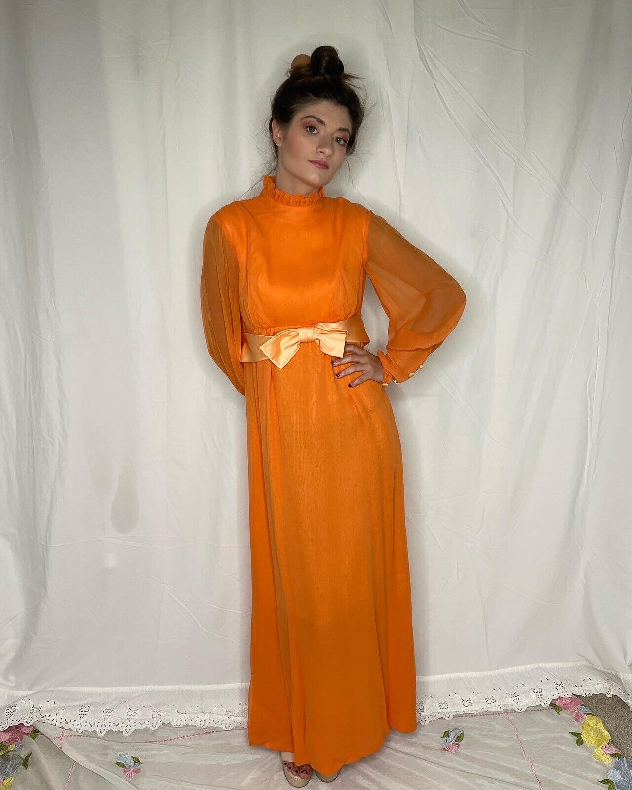 Orange Vintage Dress - image 3