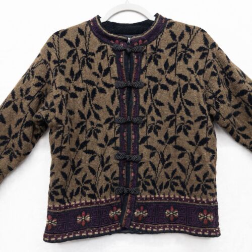 Vintage Icelandic Design Sweater Jacket Sz M Wool… - image 1