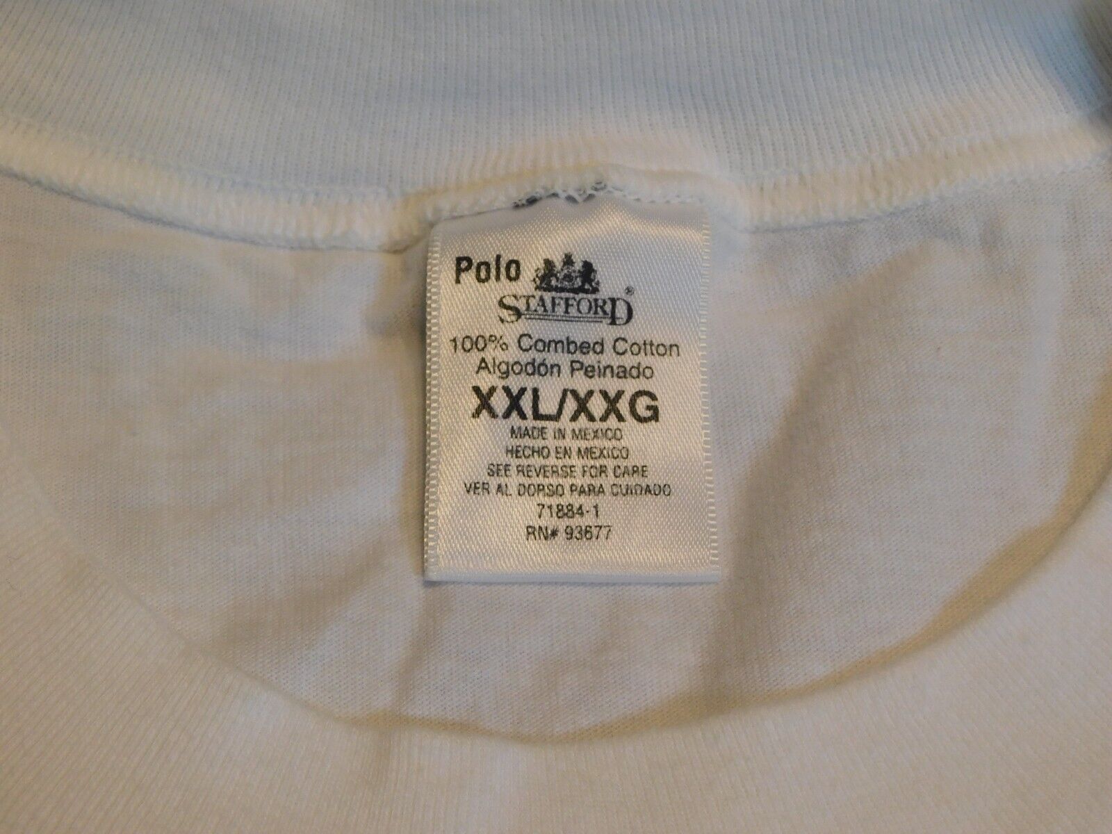 VTG SINGLE STITCH POLO STAFFORD T SHIRT WHITE BLA… - image 3