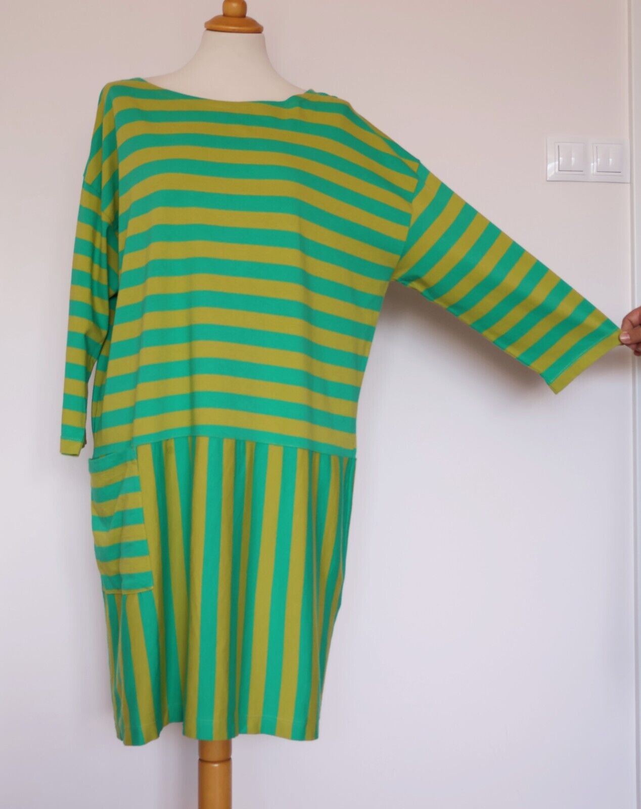 Gudrun Sjoden Striped Green Organic Cotton Dress … - image 1