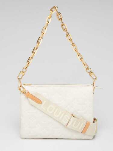 Louis Vuitton White Monogram Embossed Lambskin Le… - image 1