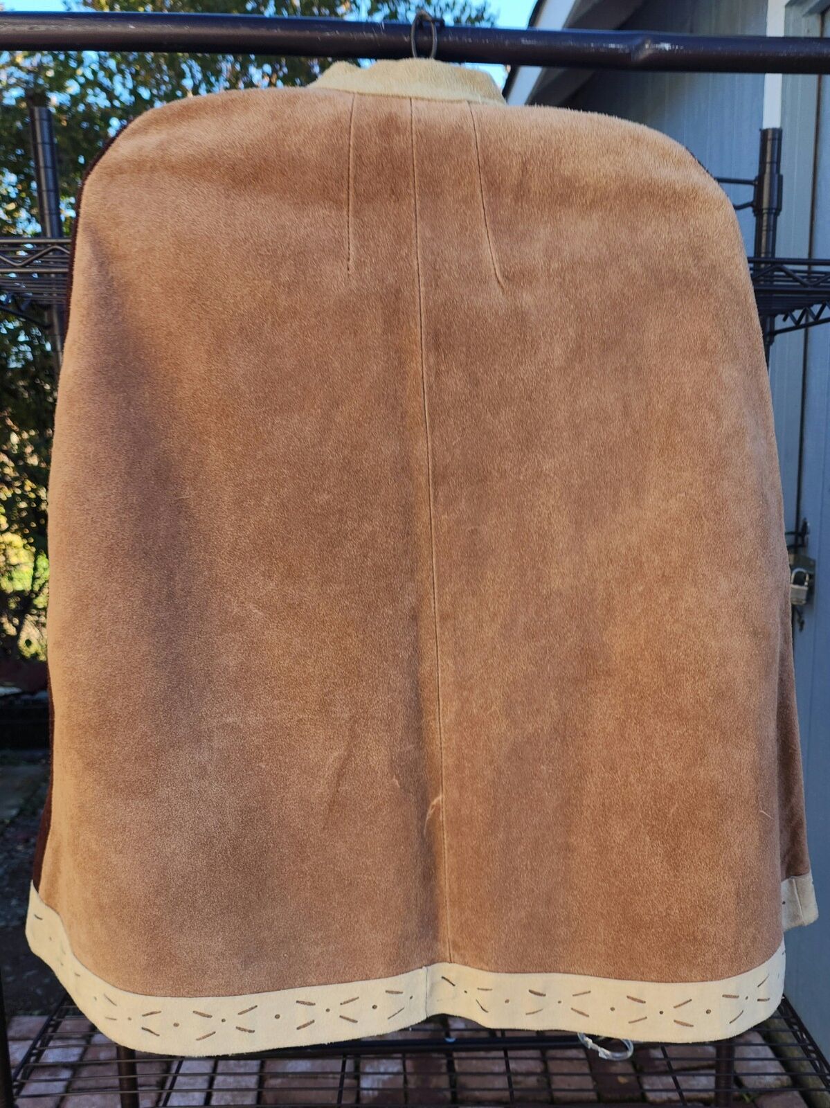 Vintage Suede Cape Brown 3 Tone Zip-Up w/Cutout D… - image 6