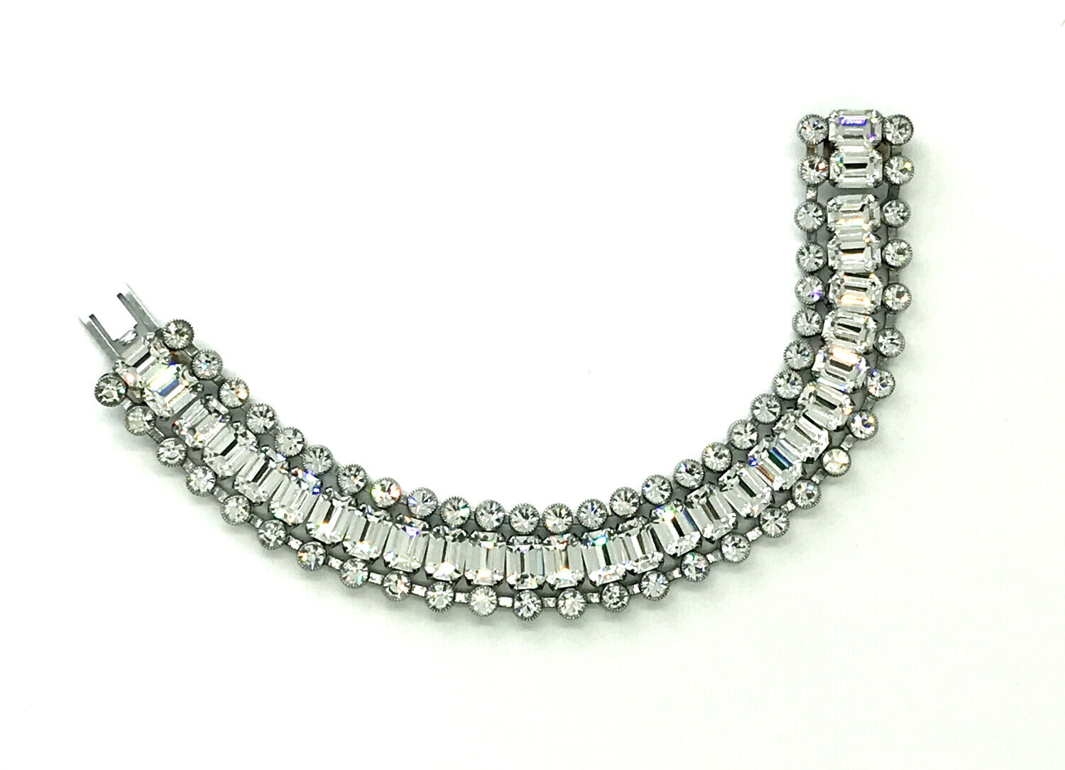 Luxurious Vintage Three Row Rhinestone Bracelet - image 5