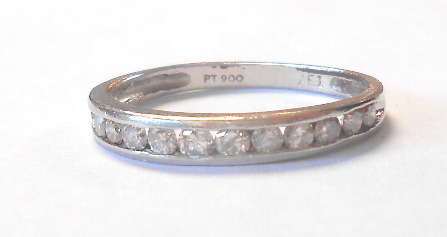 13 Channel Set Round Diamond .40ctw Platinum Band… - image 5