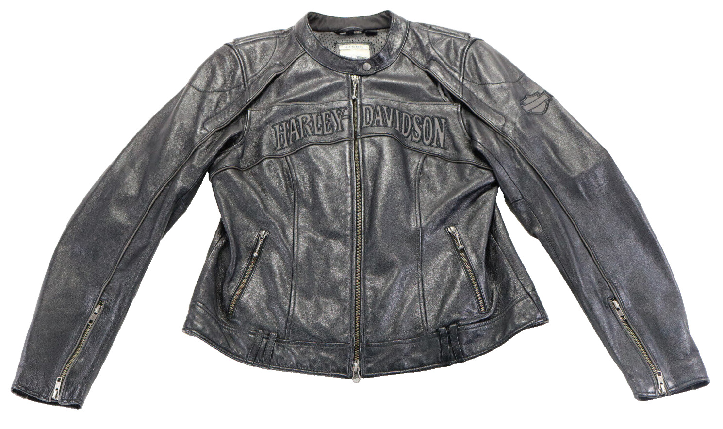 womens harley davidson jacket L black leather Wil… - image 2