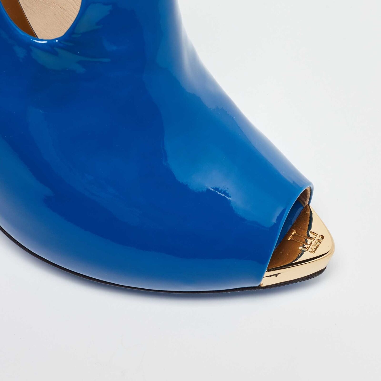 Loriblu Blue Patent Leather Peep Toe Pumps 39 - image 7