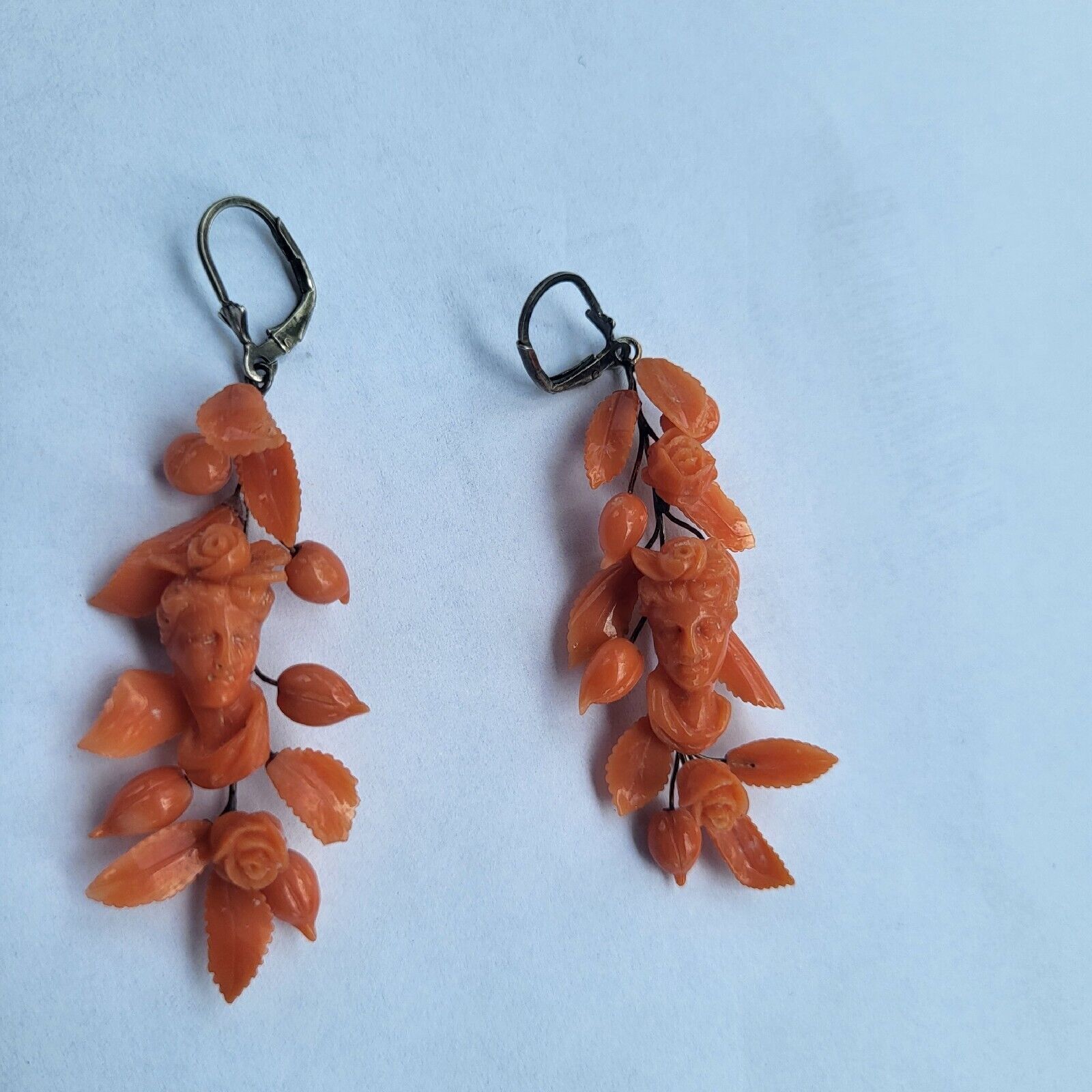 19th Century Coral 14 Karat Yellow Gold Dangle Ea… - image 20