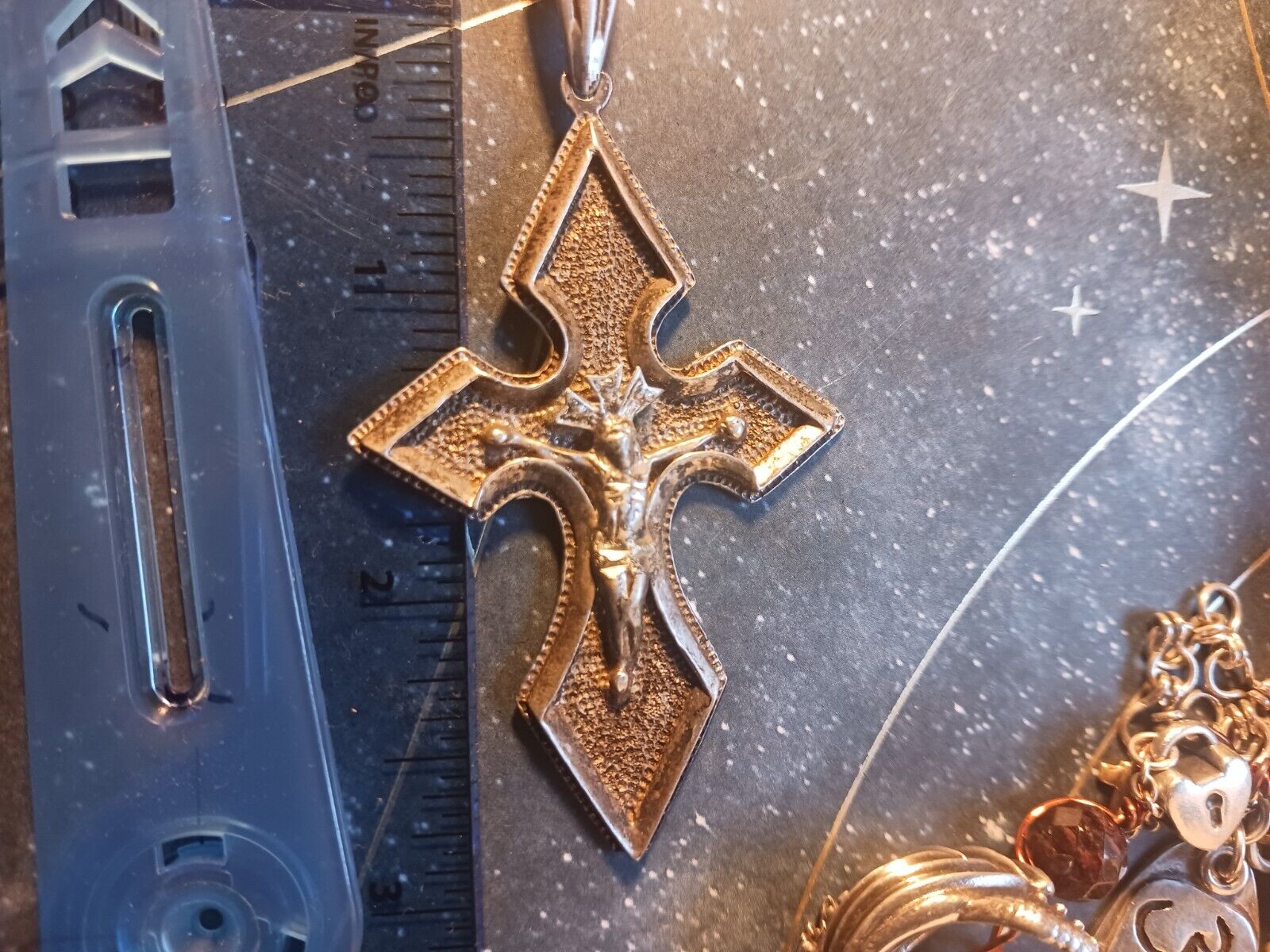 Solid Sterling Silver Crucifix and Sterling Chain… - image 6