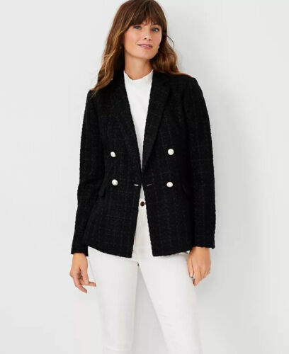 Ann Taylor The Petite Tweed Double Breasted Blazer