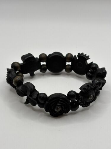 Antique Victorian Irish Bog Oak Mourning Bracelet… - image 1