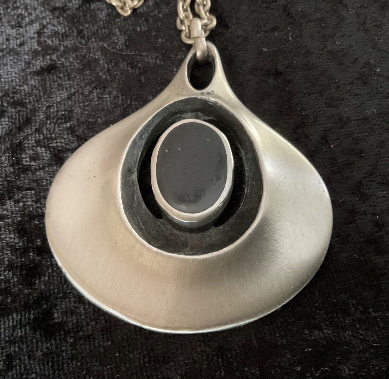 Norway Norsk Tinn  Midcentury Pewter Pendant Blac… - image 2