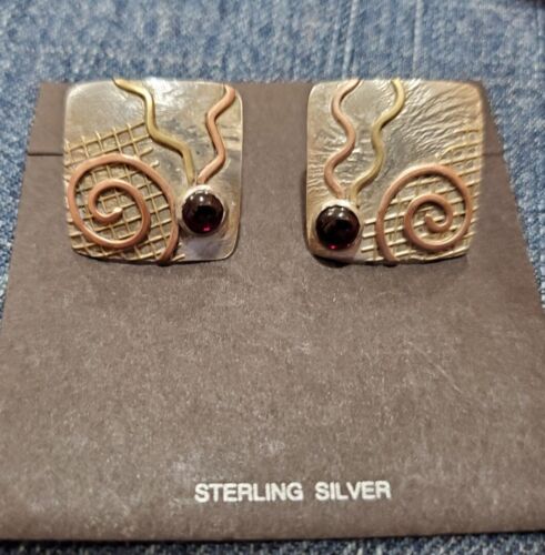 VINTAGE STERLING SILVER CUSTOM MADE PIERCED EARRI… - image 1