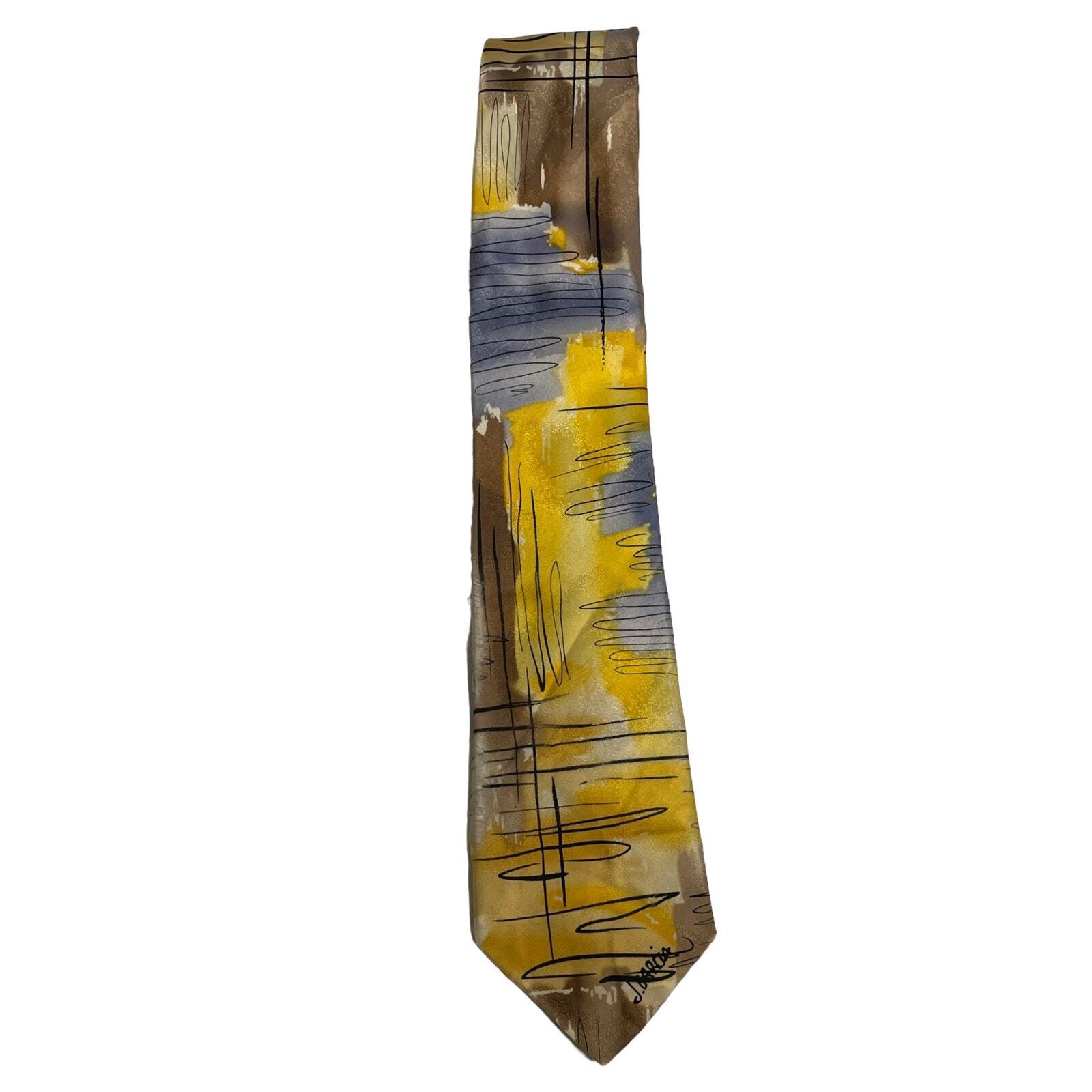 J. Garcia Special Edition Art Tie Mens Yellow Blu… - image 2