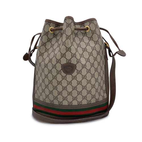 Authentic Gucci Vintage Beige Monogram Web Drawst… - image 1