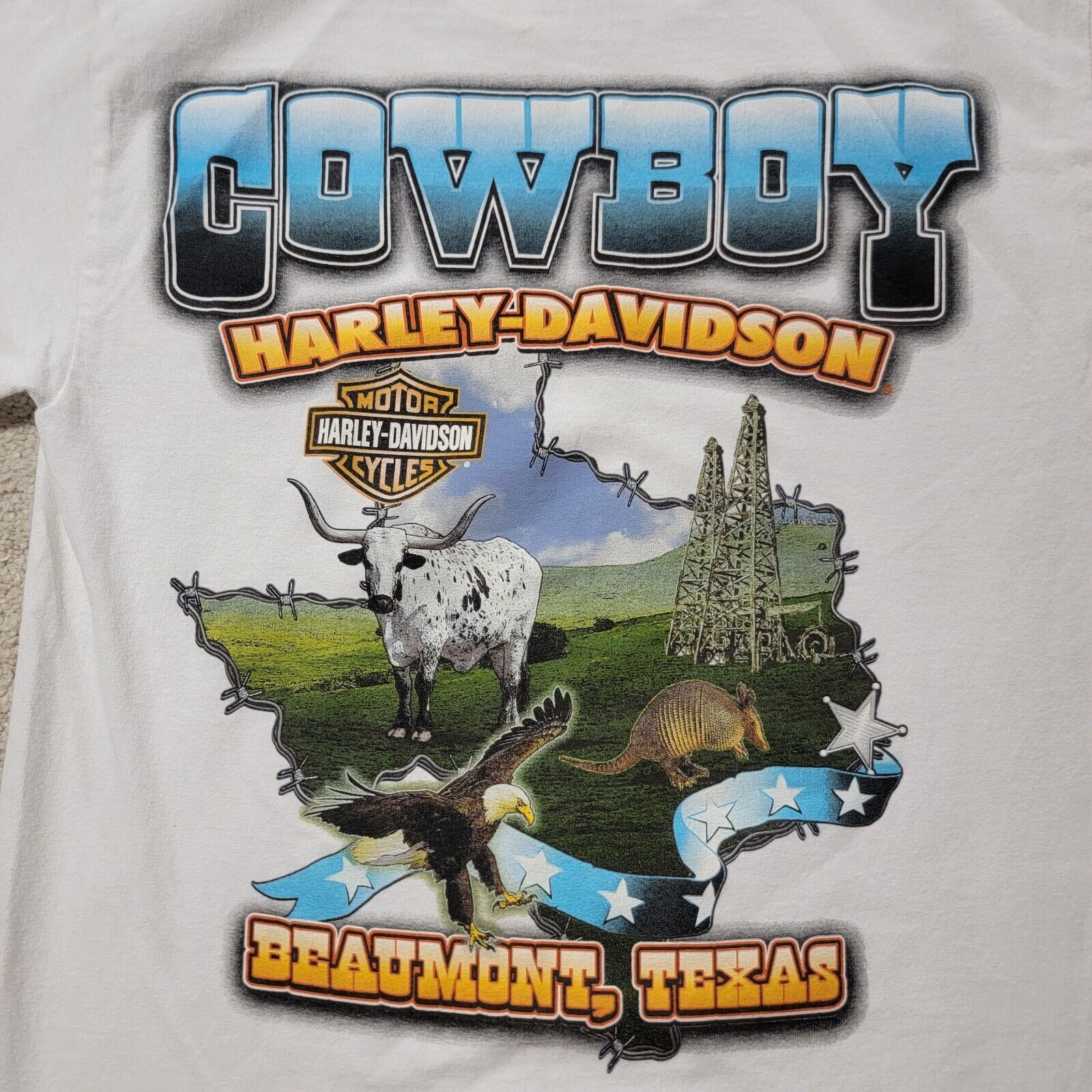 Harley Davidson T Shirt Beaumont TX Cowboy Mens S… - image 9