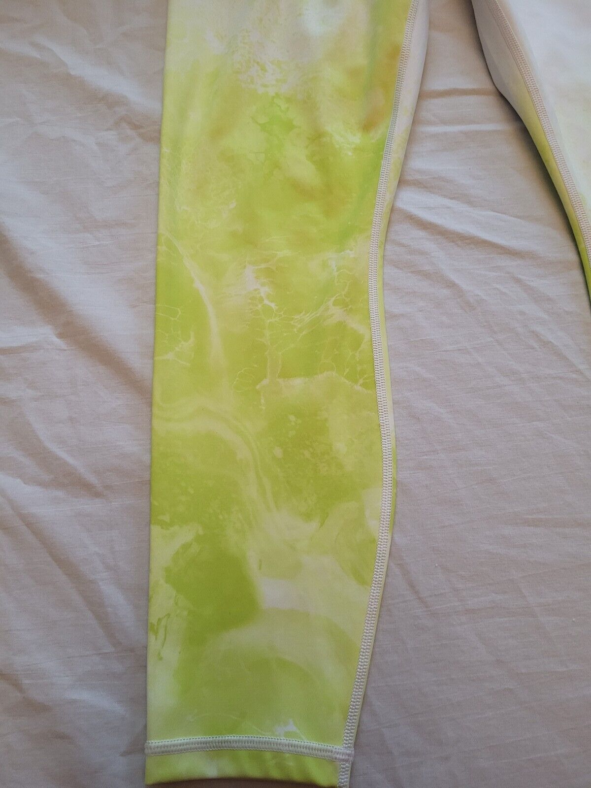 Athleta Leggings White With Green/Yellow Neon Pri… - image 10