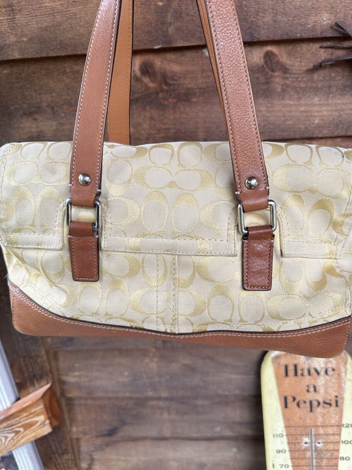 Vintage Yellow Coach Hampton Signature Satchel - image 2