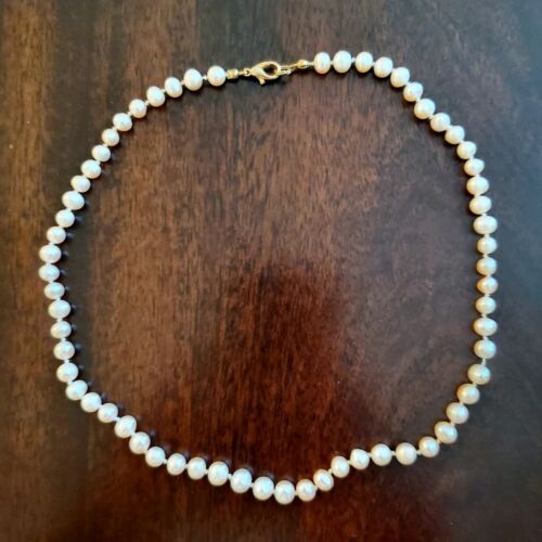 Genuine Cultured Pearl Necklace- 18 inches - Gold… - image 1