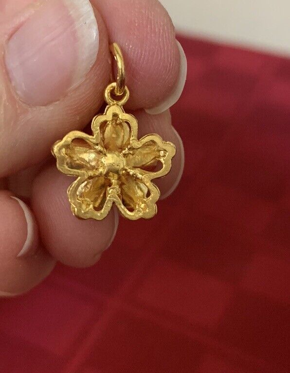 24k Pure Gold .999 Hibiscus Flower Pendant 4g - image 8