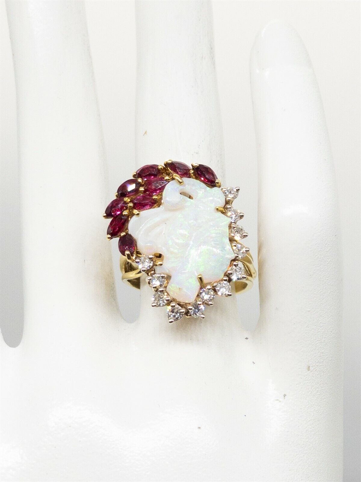 Designer $8K 7.75ct FANCY CUT OPAL Cameo Burma Ru… - image 2