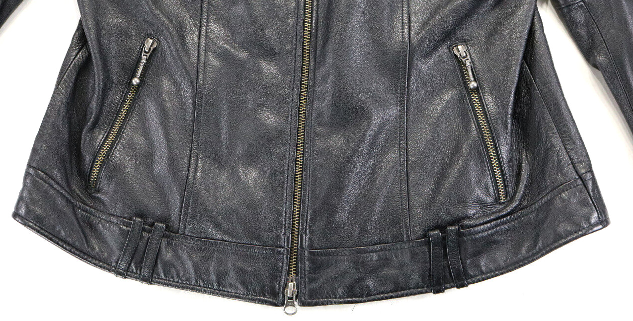 womens harley davidson jacket L black leather Wil… - image 16